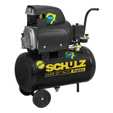 Motocompressor De Ar Pratiko Csi 8,6/25 Portátil 2hp 25l 8,6 Pés - Schulz Preto 220v 60hz Monofásica