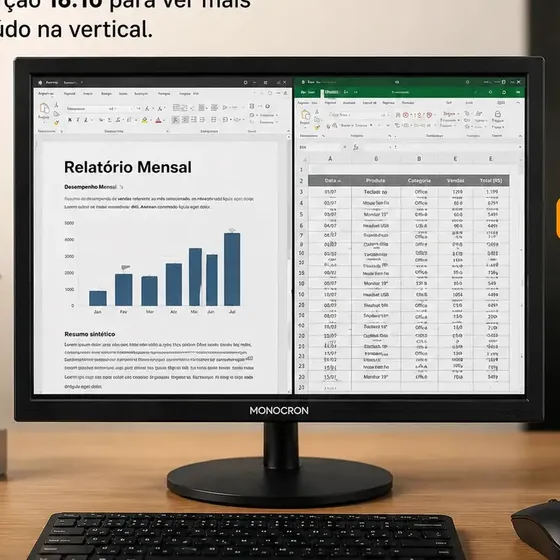 Monitor 19 Preto Led Mn19r1 Monocron - 75hz / Hdmi / Vga