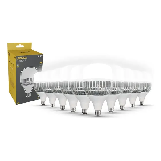 Kit 10 Lâmpadas LED Bulbo 70W Alta Potência Branco Frio 6500K Bivolt E27 - Super Bulbo Econômica 5600 Lúmens Ideal Galpão Fábrica Comércio