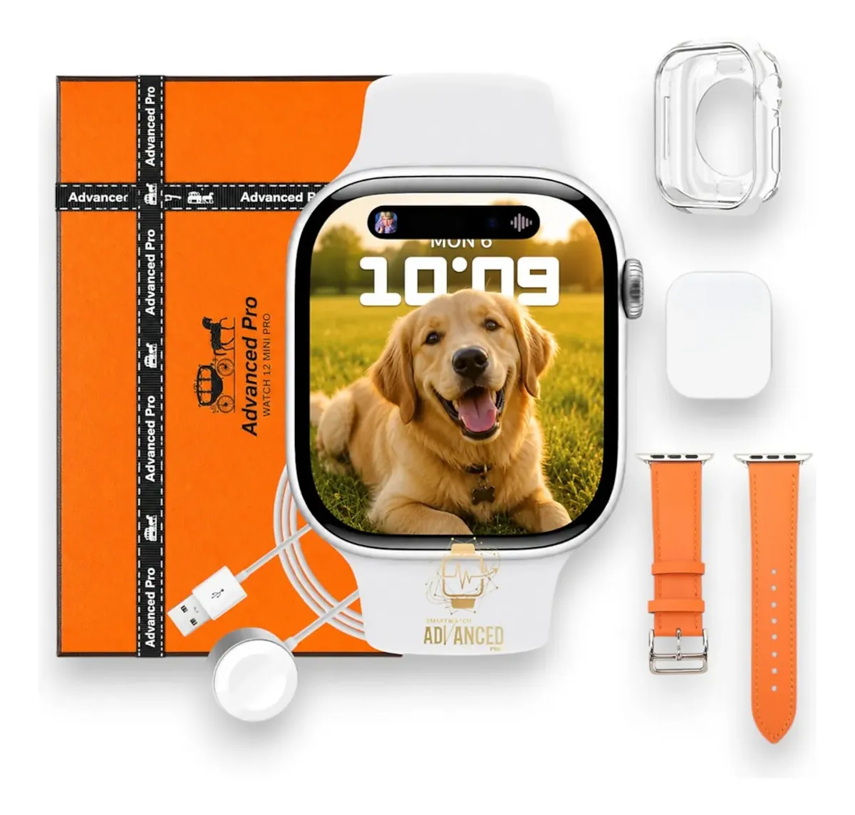 Smartwatch Microwear W12 Mini Pro Série 12 2027 Amoled 42mm Prateado Silicone Premium Branco