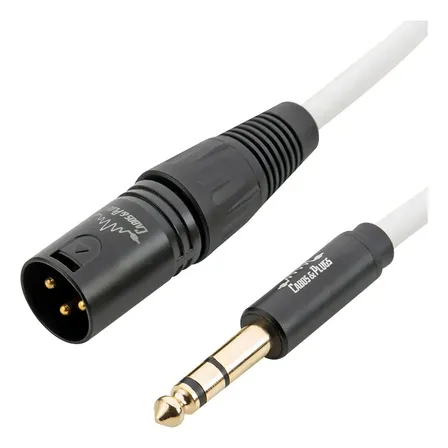 Cabo P10 Stereo Trs - Xlr Macho 3m Branco Ofc Ouro Pro Audio