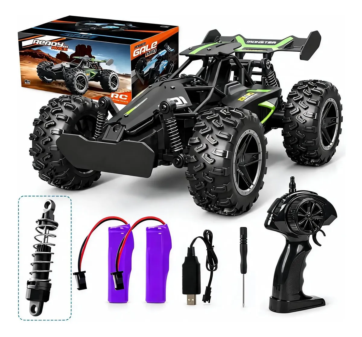 Carrinho Controle Remoto Recarregável Grande Off Road Cross Preto