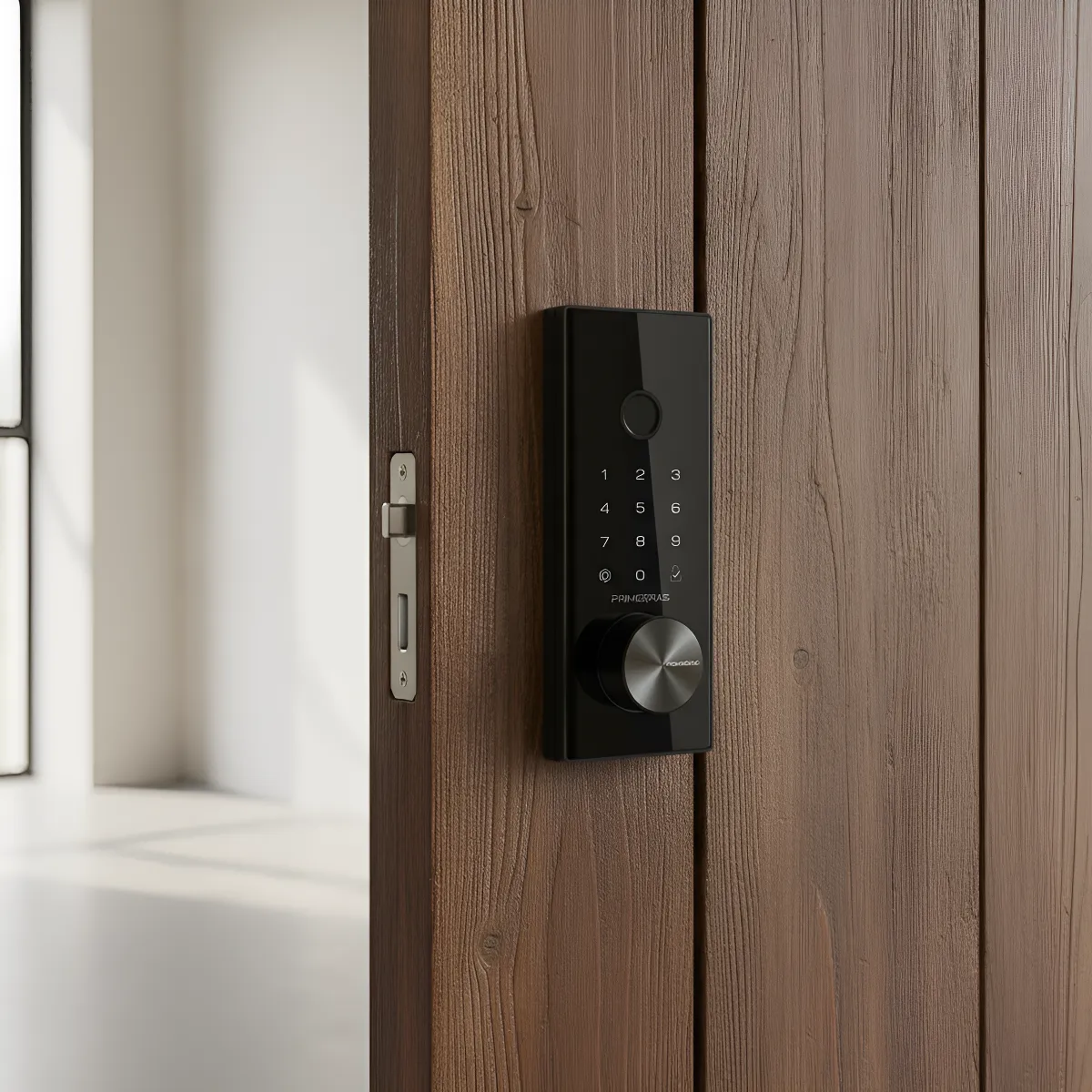 Fechadura Digital Biométrica Wi-fi Porta De Madeira Embutir Preto