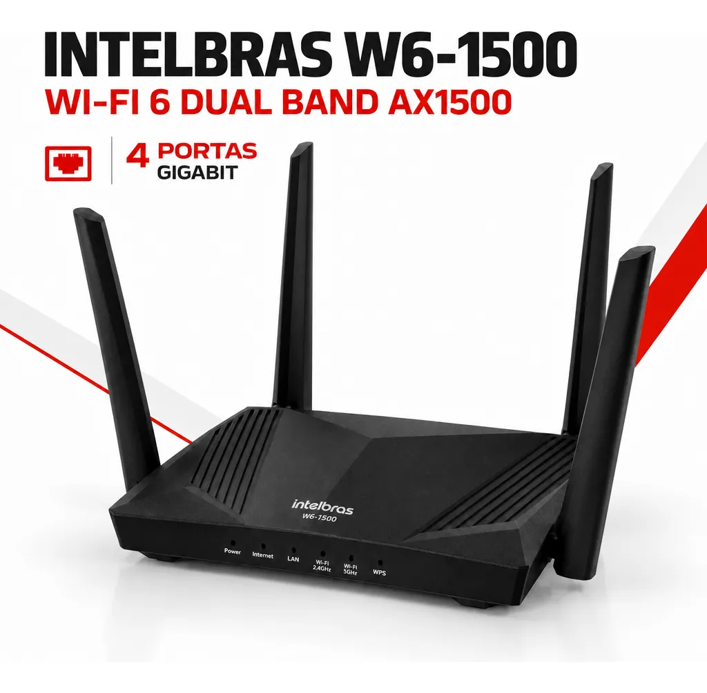 Roteador Intelbras W6-1500 Wi-fi 6 Ax1500 Gigabit Dual Band