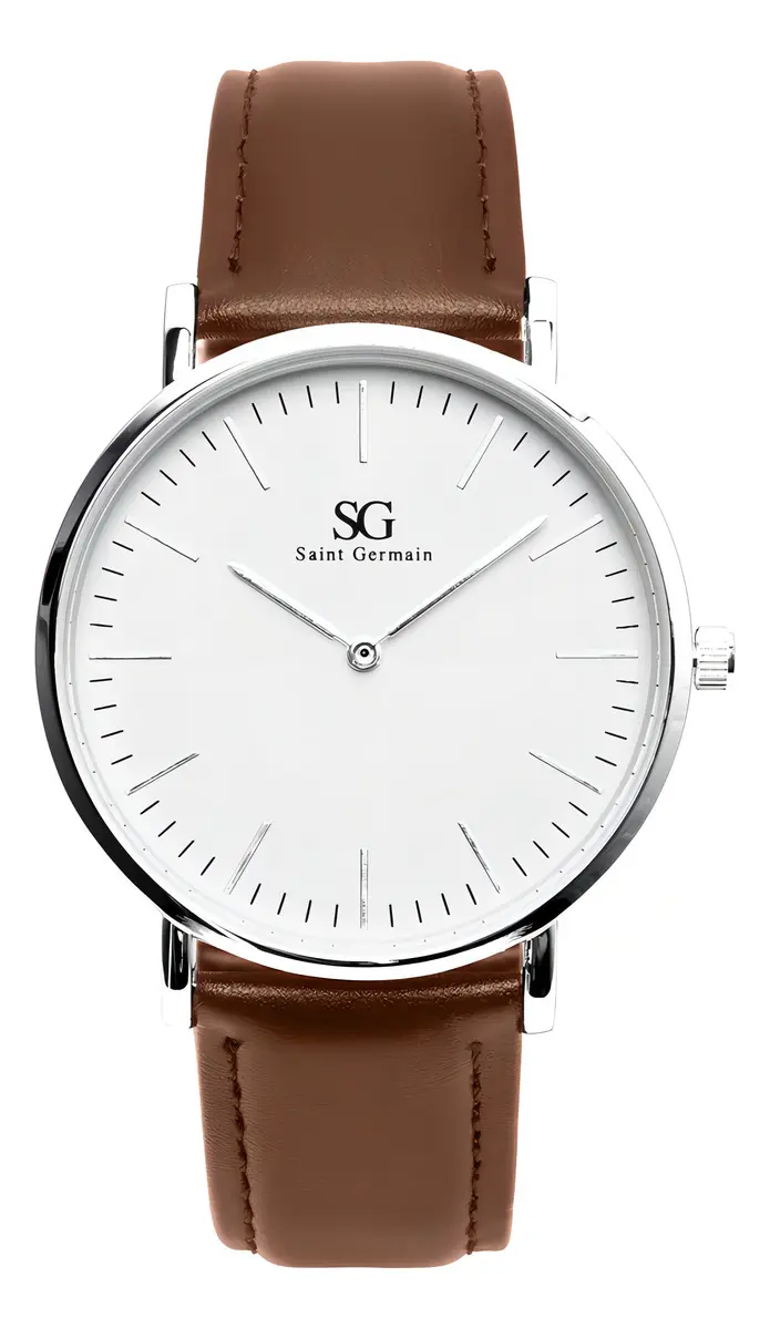 Relógio De Couro Marrom Masculino Bronx Silver 40mm Cor do fundo Branco