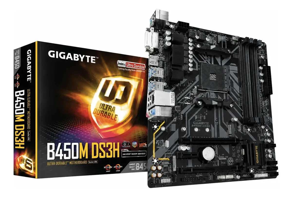 Placa Mãe Gigabyte Ultra Durable B450m Ds3h Am4 Preto