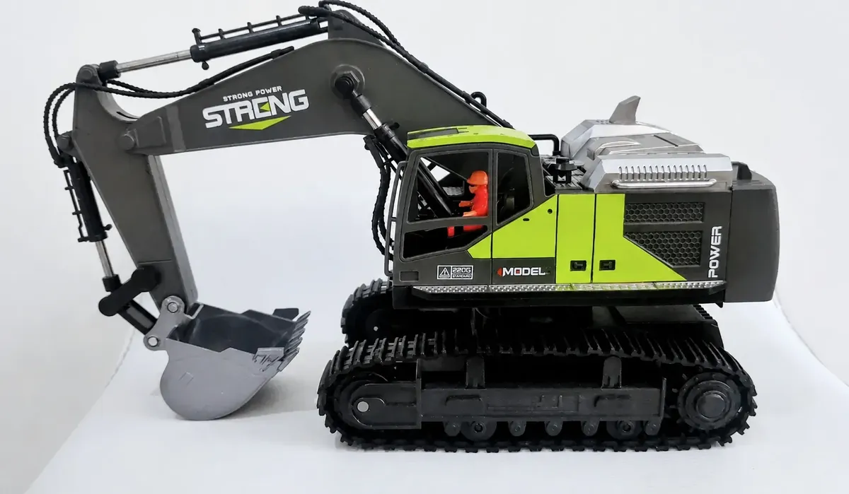 Escavadeira Controle Remoto 1:16 Strong Power Alloy Verde Escavadeira