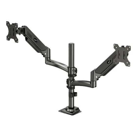Suporte Mesa Torre 2 Monitores 17 a 35 Polegadas 9kg ELG por Braço Vertical Coluna 42cm Altura até 67cm Giro 360° VESA 100x100 FH160L