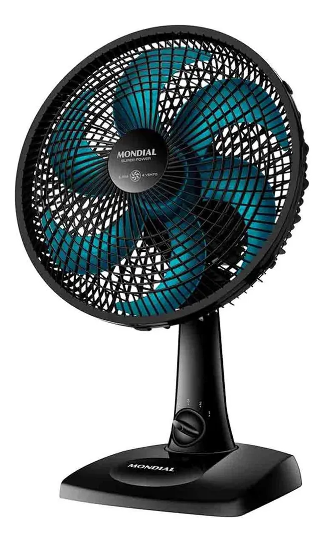 Ventilador De Mesa Mondial Super Power 127v Vsp30 Azul/preto 30 Cm 50hz Preto 110v Azul Petroleo Plástico 6