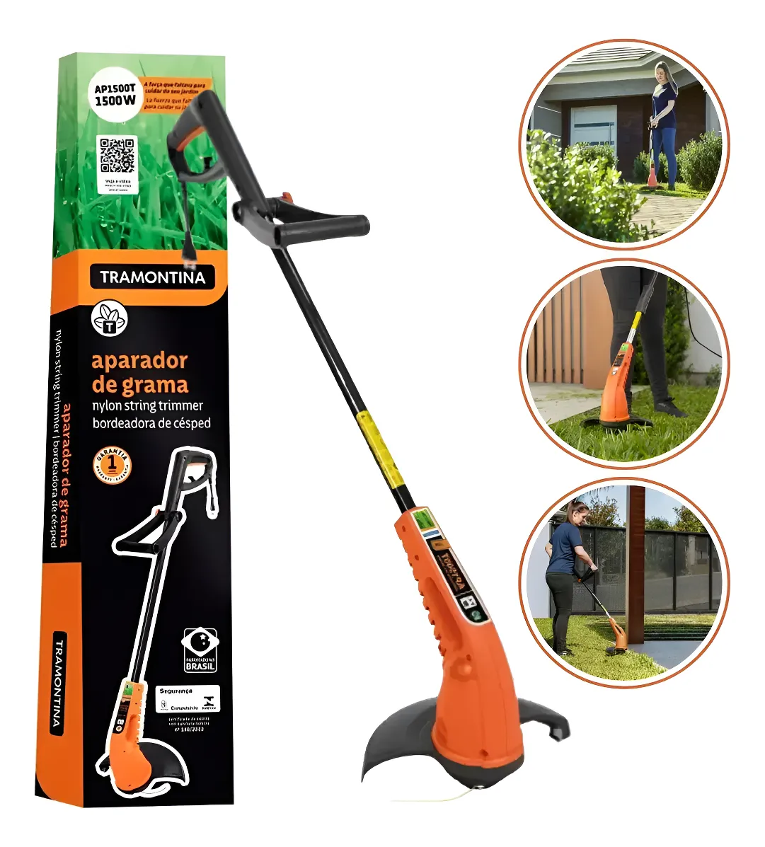 Aparador Grama Ap1500w Cortador/roçadeira Tramontina 220v Laranja
