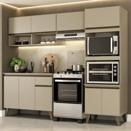 Armário Cozinha Completa Atlanta Essence Carraro Amêndoa
