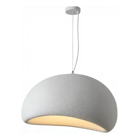 Luminária Pendente Cúpula Estilo Japonês Cor Branca Com 50cm Estrutura Branco