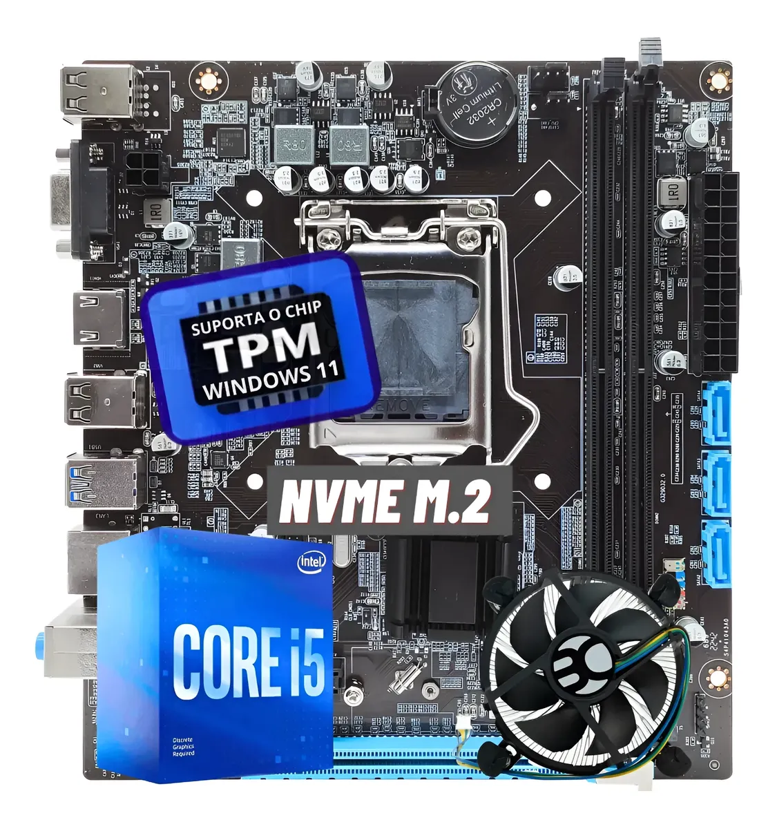 Kit I5 8400 Ddr4 Placa Mãe M2 Lga 1151 Gigabit Com Cooler Sem Memória