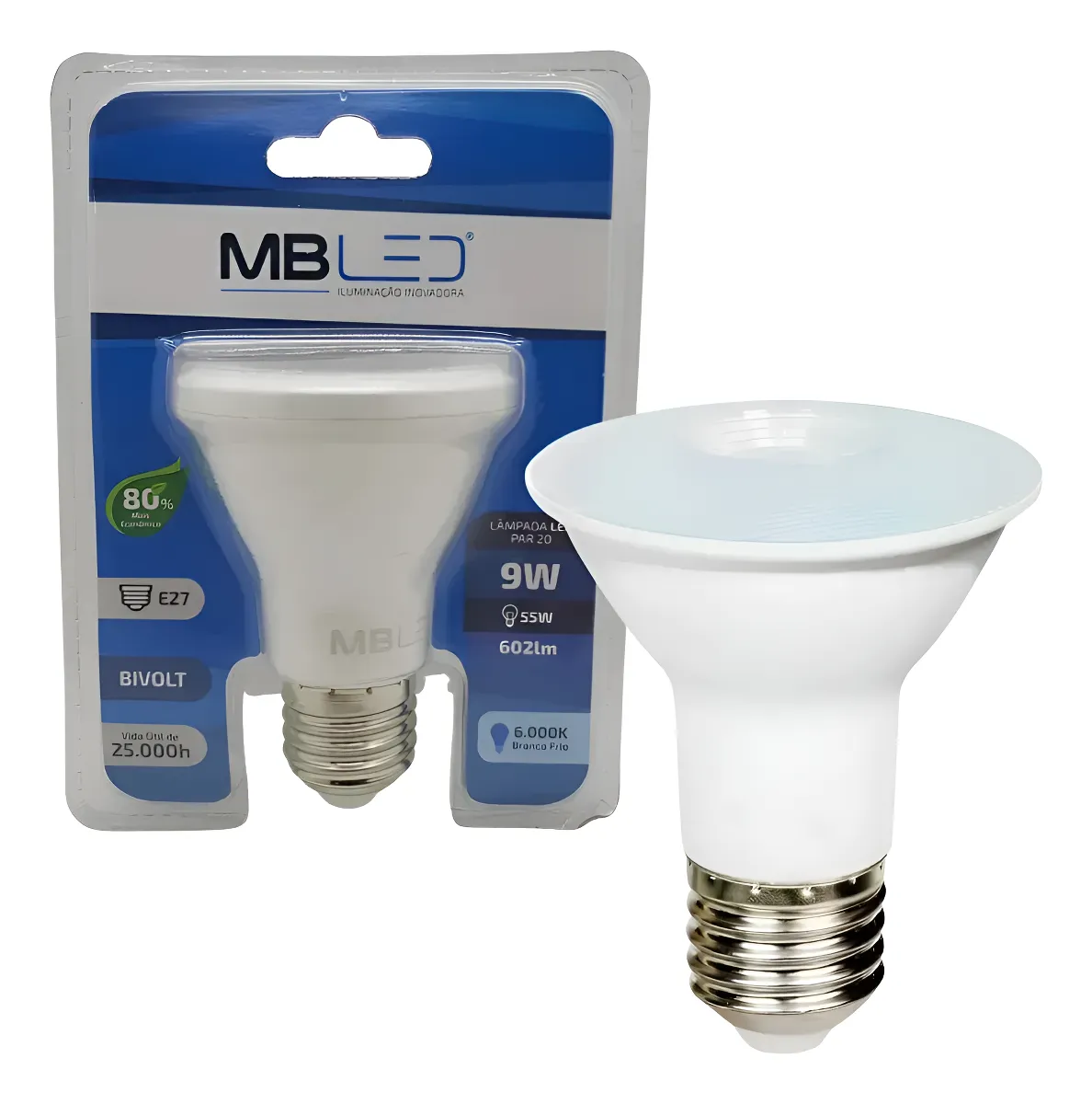 Kit 3 Lampada Led Par20 9w Bivolt E27 Branco Frio 6000k 127/220v Branco-frio