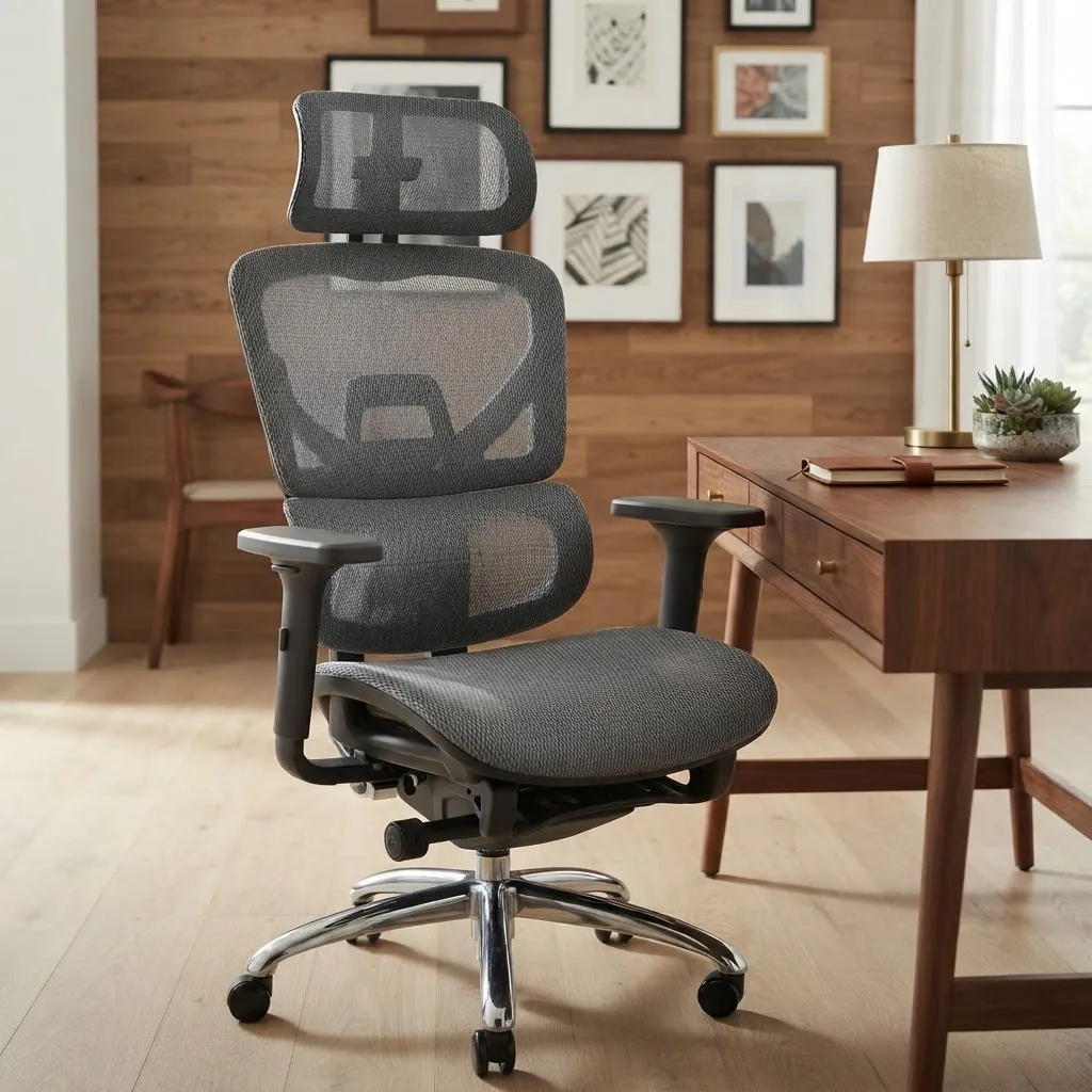 Cadeira De Escritório Ergonômica Tela Mesh E Suporte Lombar Preto Mesh