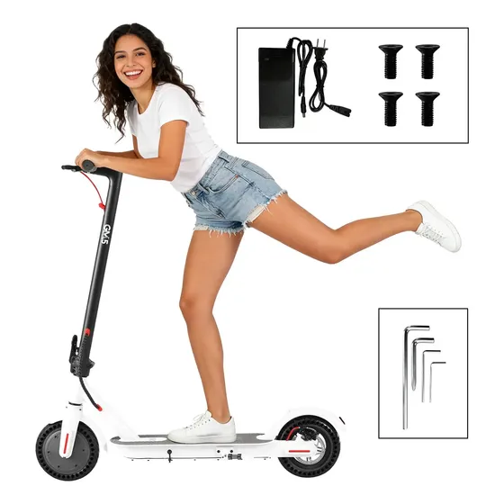 Gm5 P1 Patinete Elétrico Adulto, 400w Scooter Eletrica, 25 Km/h Velocidade Máxima, Autonomia De 22 Km Com Uma Carga Completa, Patinete Juvenil Dobrável Com Aplicativo Bluetooth, Freio Traseiro Branco