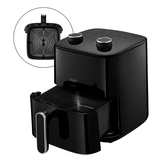Fritadeira Air Fryer Prática Fry 3,7l 1400w Preta Grelha Removível Sem Óleo