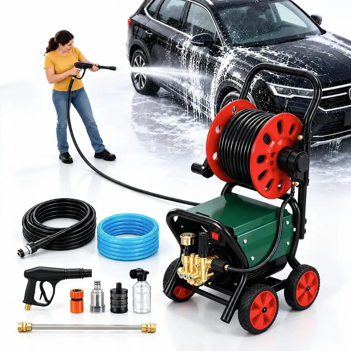 Lavadora De Alta Pressão Portátil Motor A Indução 5800w Verde 127v 60 Hz