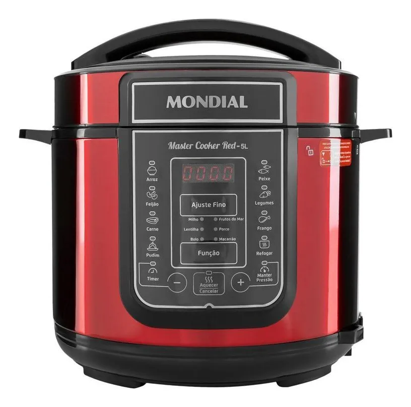 Panela De Pressão Elétrica Digital Mondial 5l Preto E Inox 110v