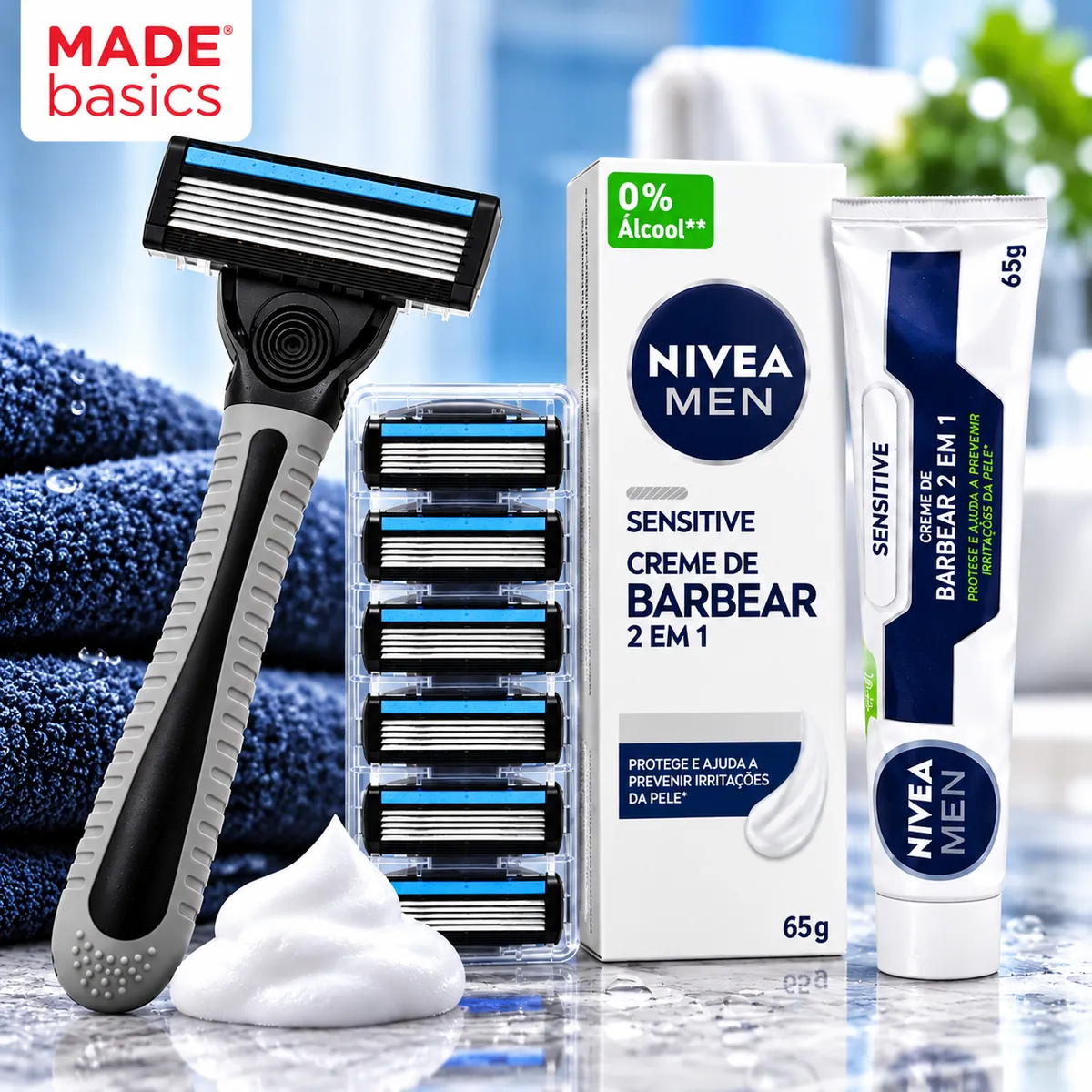 Barbeador Masculino 6 Lâminas Com 6 Refis Descartável