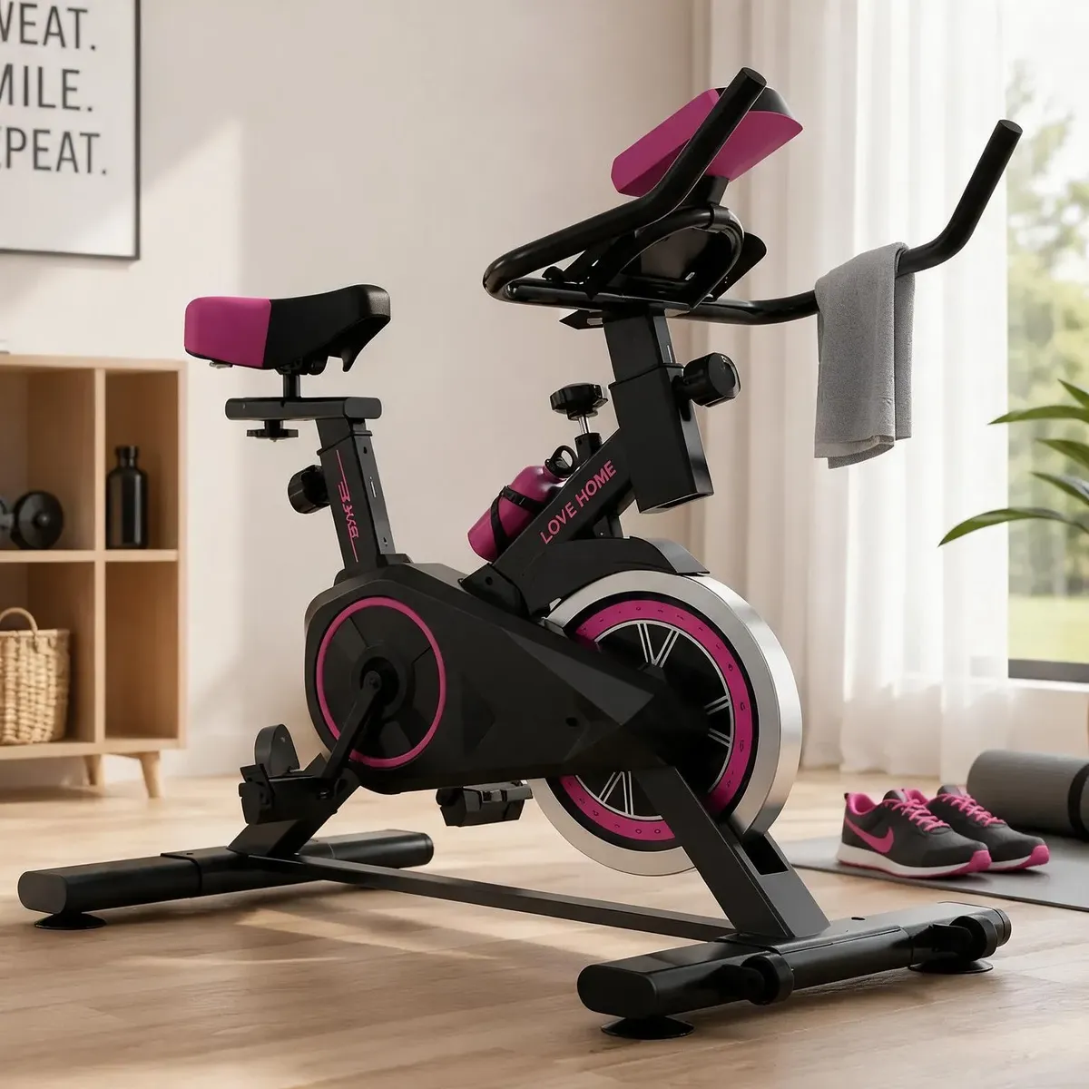 Bicicleta Ergométrica Spinning Fitness Rosa Academia Casa Lh Rosa-chiclete 127/220v