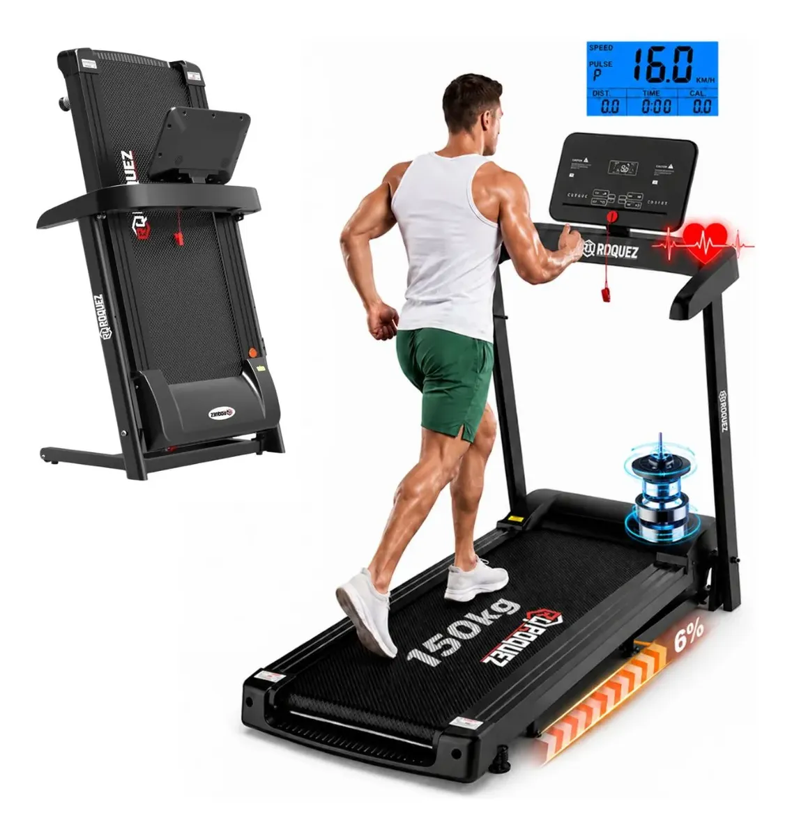 Esteira Elétrica Ergométrica Digital 12.8km/h Dobrável 150kg 127v