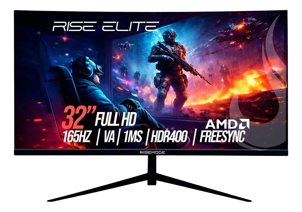 Monitor Gamer Curvo Rise Mode 32 Fhd 165hz Ips Preto