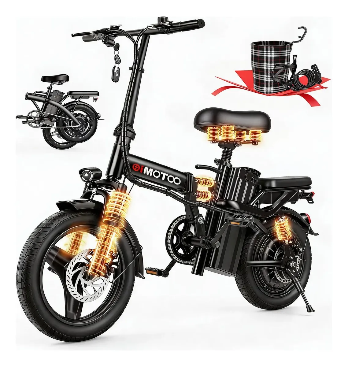 Oimotoo A9 Bicicleta Elétrica 600w Dobrável C/amortecedor Preto 14