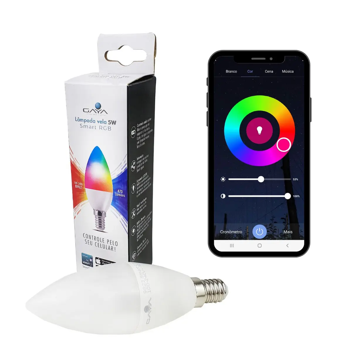 Lâmpada Inteligente Led Vela Smart 5w Wifi Rgb 9823 - Gaya