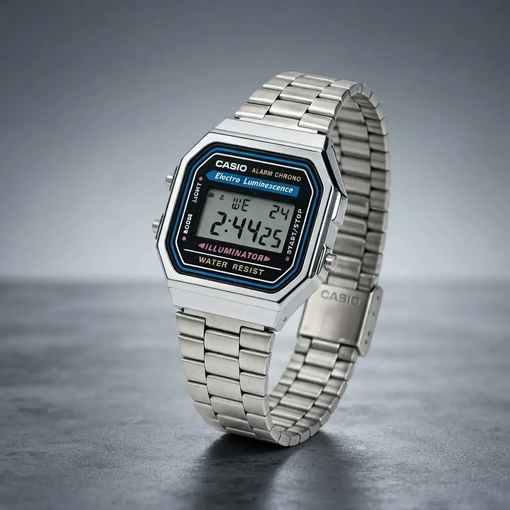 Relogio Casio Unissex A168wa-1 Premium Aço Retrô Vintage Luz Prateado