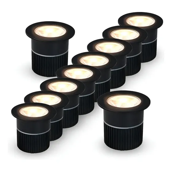 Kit 10 Balizador Led Embutido Solo Essence 5w 3000k Branco Quente Ip67 Preto Cod: Alut010024-10 Alut By Avant
