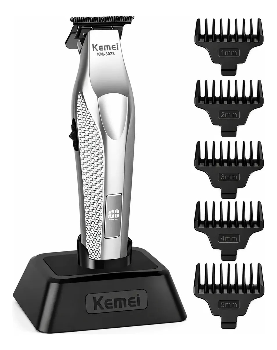 Maquina Acabamento Pezinho Barba Kemei 3023-702 Profissional Prateado 127/220v