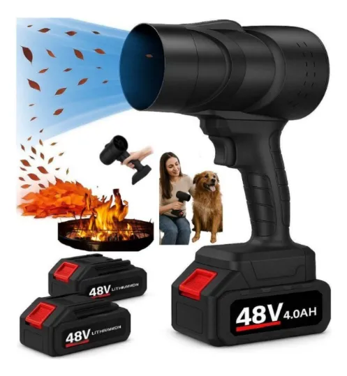 Soprador De Ar 48v 2 Baterias Potente Turbo Portátil Sem Fio Preto 127/220v