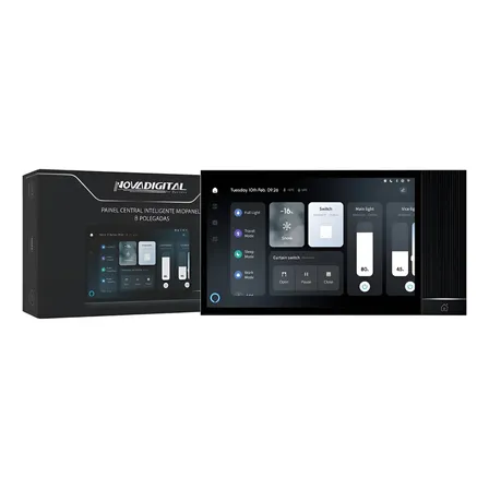 Painel Central Inteligente Wifi Hub Zigbee Novadigital Midpanel Tela 8 Polegadas Alexa Integrada Alto Falante Tuya Smart Life MPN-08 Preto