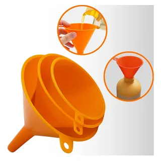 Kit Funil Pequeno Médio Grande Cozinha 3 Peças Cor Laranja