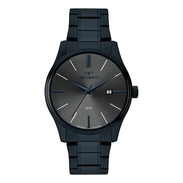 Relógio Technos Masculino Steel Azul - 2115ubt/1f Bisel Cinza