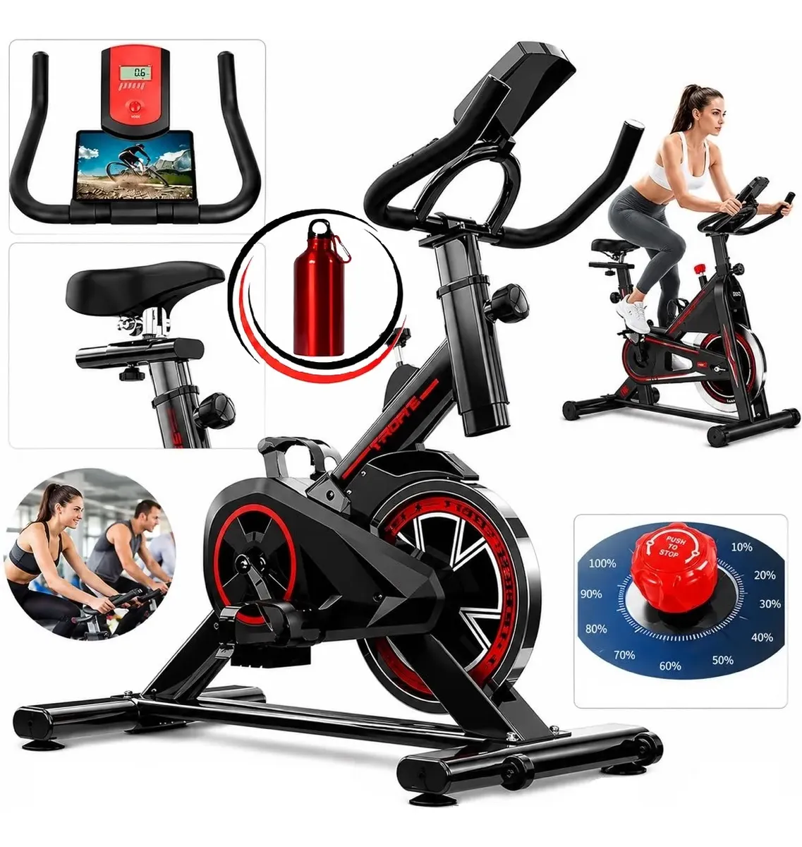 Bicicleta Spinning Ergométrica Roda Inércia Carga 150kg