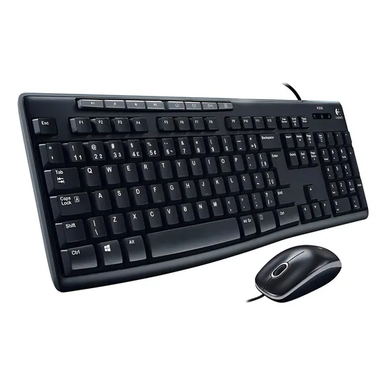 Kit Teclado E Mouse Logitech Mk200 Com Fio Usb Na Cor Preta Preto