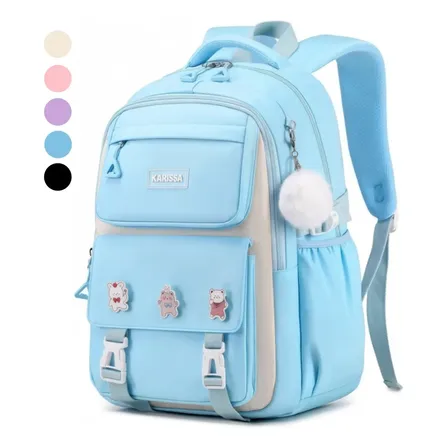 Mochila Computador Portátil À Prova D'água Com Pingente Azul-água Vavichica Estampado
