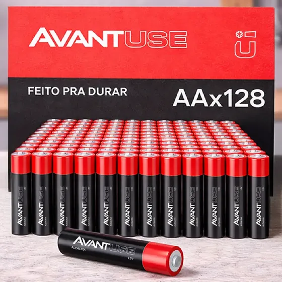 Kit 128 Pilhas Alcalina Pequena Aa 1.5v Avant Use