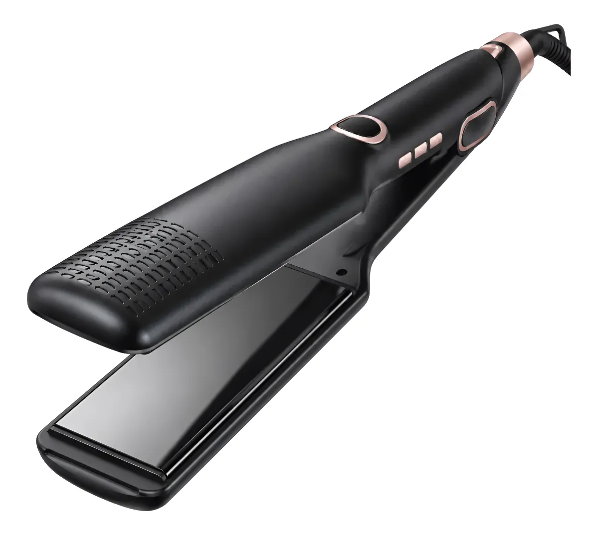 Prancha De Cabelo Capinha Larga 220°c Cerâmica Bivolt 5 Temp Preto 127/220v
