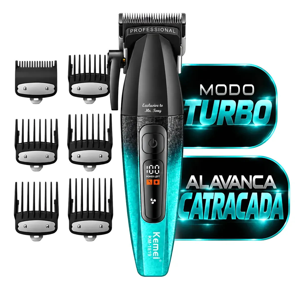 Máquina Potente Turbo 8500rpm De Cortar Cabelo Profissional Azul 127/220v