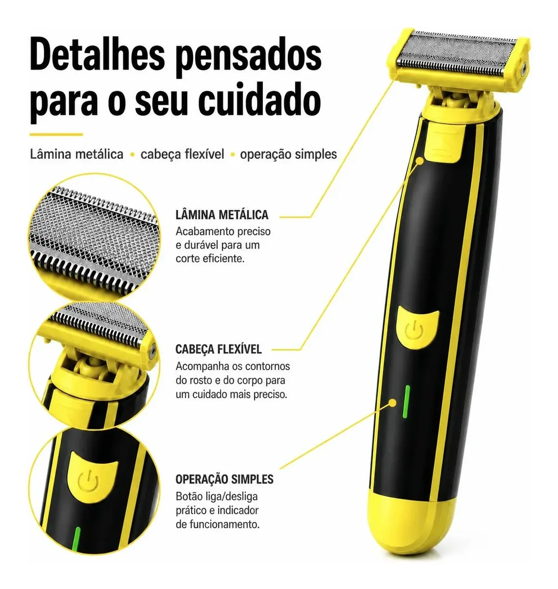 Barbeador E Aparador Elétrico Com Pente S Fio E Prova D'agua Preto 127/220v