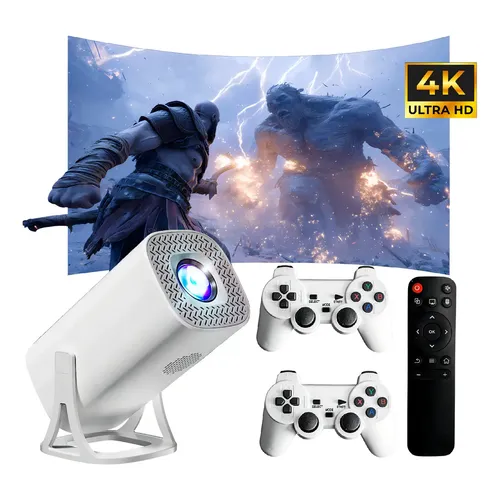 Projetor inteligente S40 Max Pro 4k Android 11 Wi-Fi 5g + 2 controles de tela 200 30.000 jogos e aplicativos