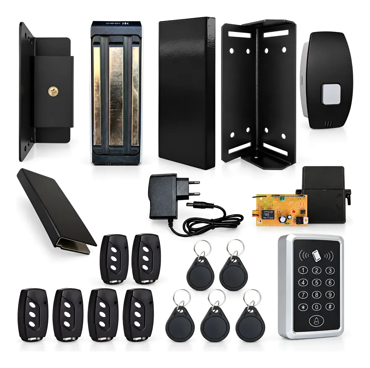 Kit Fechadura Magnética 150kg Blindex + Teclado Rfid Tags Preto