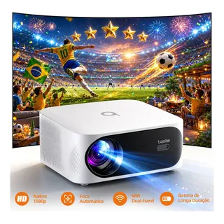 Projetor Basike Ba-ty218 Smart Led Full Hd 1080p Nativo Com Wifi 6 E Bluetooth Para Home Theater E Cinema De 180 Branco 127/220v