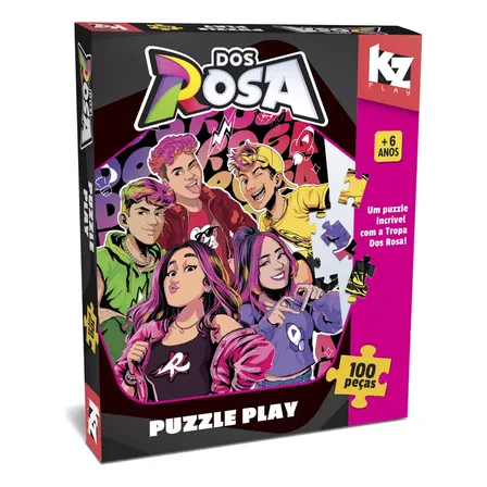 Quebra-cabeça Kz Play Dos Rosa 100 Peças 24 X 34 Cm