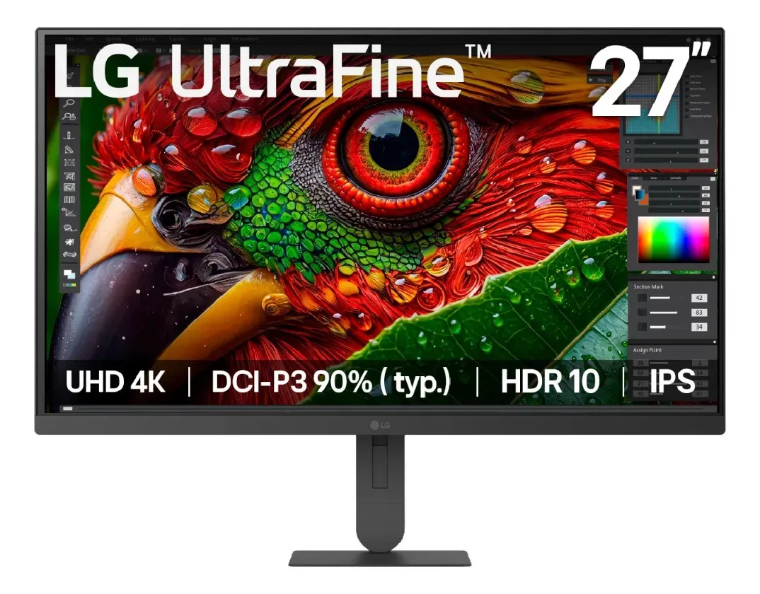 Monitor LG UltraFine - Tela IPS de 27” 4K UHD , HDR10 & DCI-P3 90% , 60Hz, 5ms (GtG), Super Resolution+, HDMI, DisplayPort, Preto - 27U711B