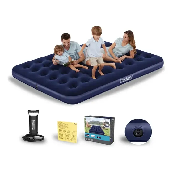 Colchão de Casal Inflável Bestway 300kg Azul para Camping