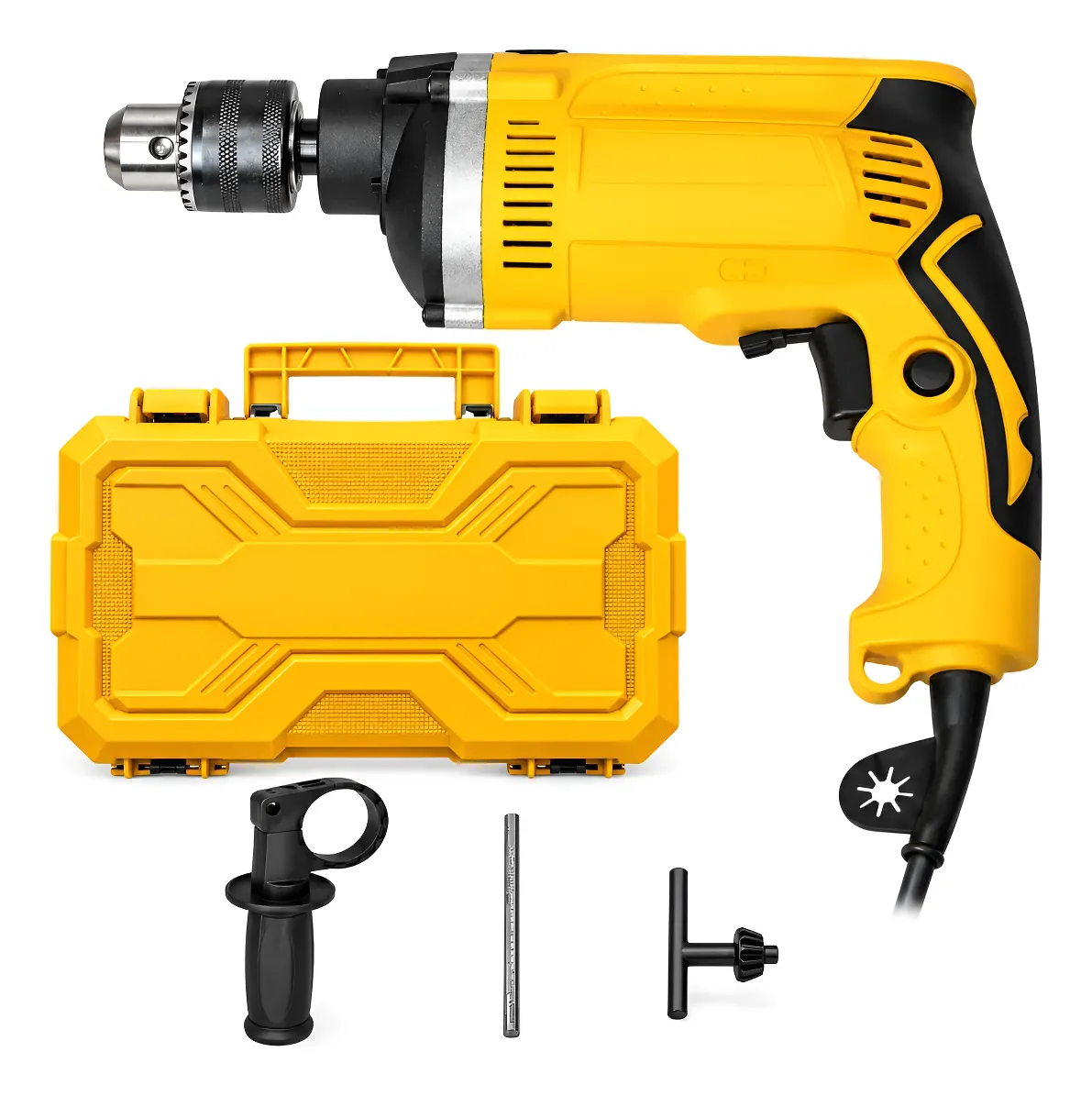 Furadeira Cabeça De Ferro Nakasaki 900w 110v Maleta Amarelo 110v 900w